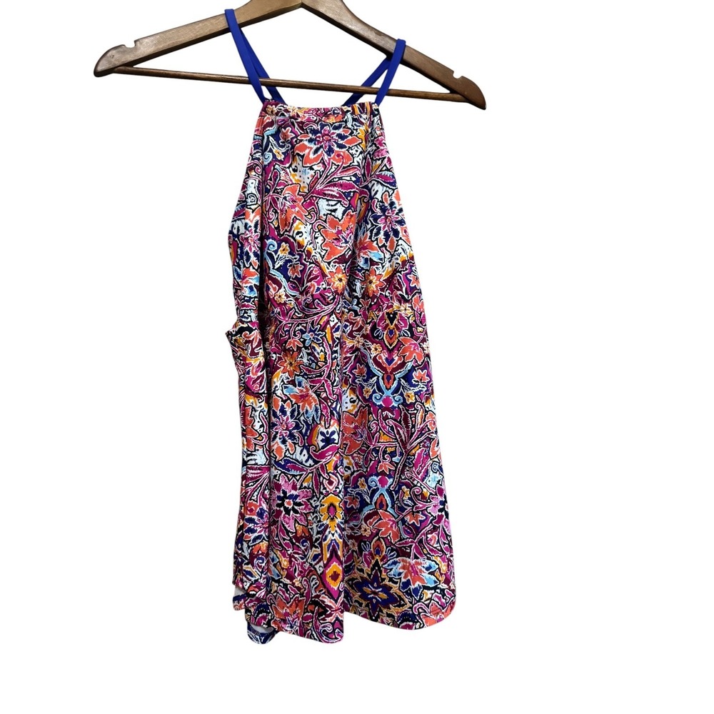 a.n.a Tankini Top Womens XL Multicolor Excellent Paisley Floral Halter ANA1986